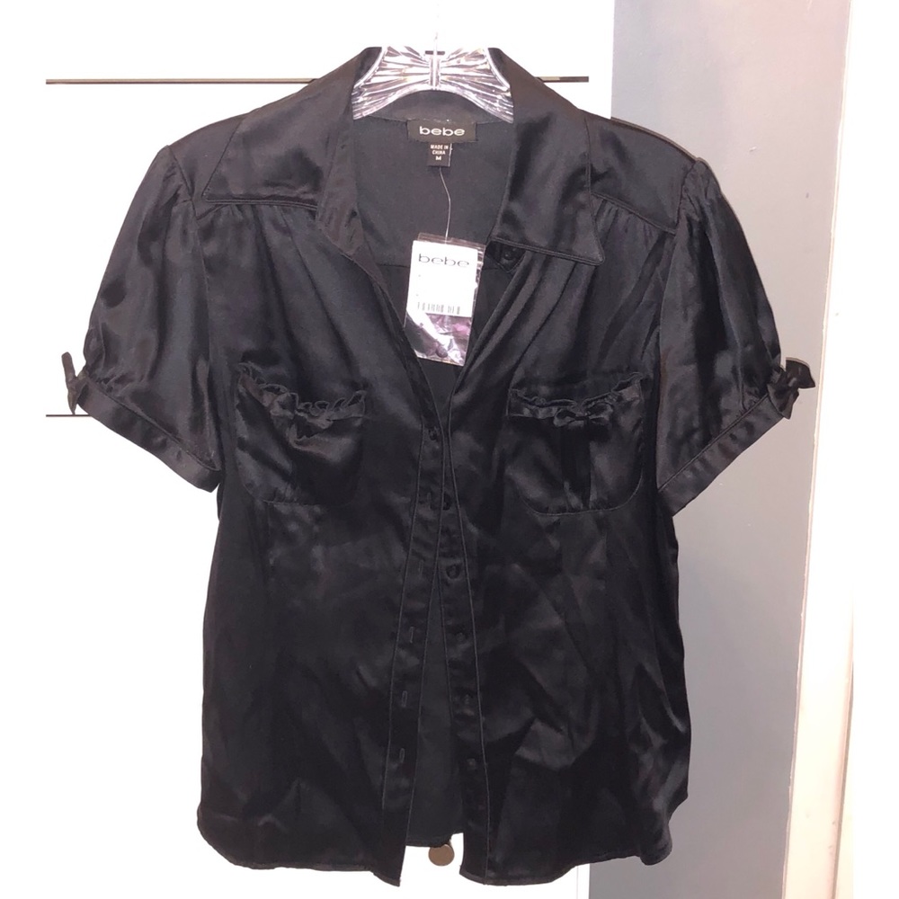 Bebe Silk Button Up Blouse